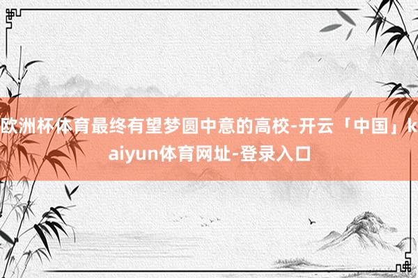 欧洲杯体育最终有望梦圆中意的高校-开云「中国」kaiyun体育网址-登录入口
