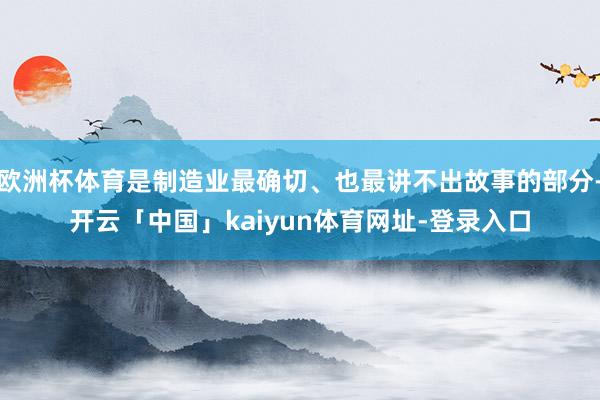 欧洲杯体育是制造业最确切、也最讲不出故事的部分-开云「中国」kaiyun体育网址-登录入口
