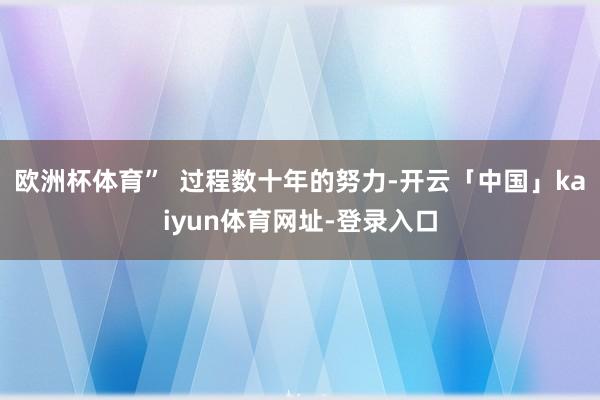 欧洲杯体育”  过程数十年的努力-开云「中国」kaiyun体育网址-登录入口