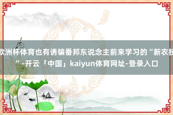 欧洲杯体育也有诱骗番邦东说念主前来学习的“新农技”-开云「中国」kaiyun体育网址-登录入口