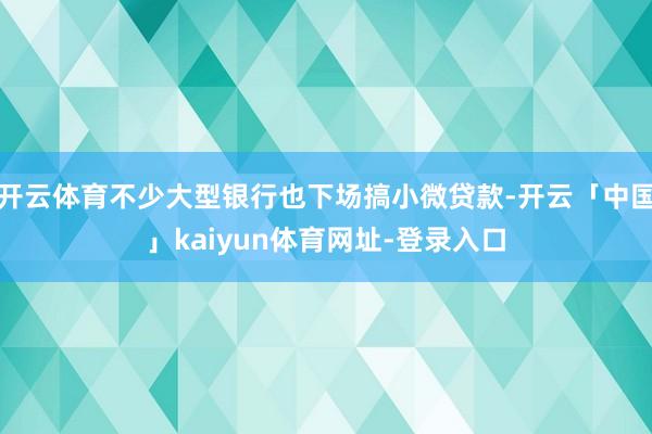 开云体育不少大型银行也下场搞小微贷款-开云「中国」kaiyun体育网址-登录入口