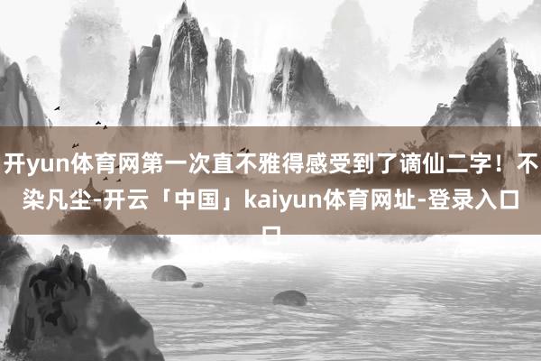 开yun体育网第一次直不雅得感受到了谪仙二字！不染凡尘-开云「中国」kaiyun体育网址-登录入口