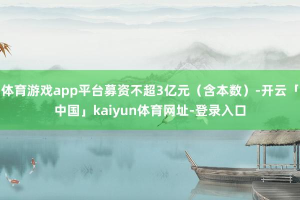 体育游戏app平台募资不超3亿元（含本数）-开云「中国」kaiyun体育网址-登录入口