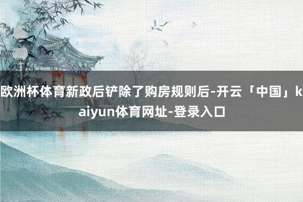 欧洲杯体育新政后铲除了购房规则后-开云「中国」kaiyun体育网址-登录入口