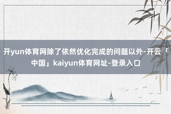 开yun体育网除了依然优化完成的问题以外-开云「中国」kaiyun体育网址-登录入口