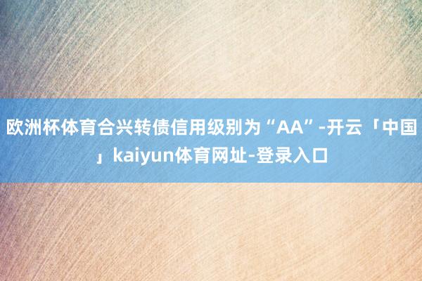 欧洲杯体育合兴转债信用级别为“AA”-开云「中国」kaiyun体育网址-登录入口