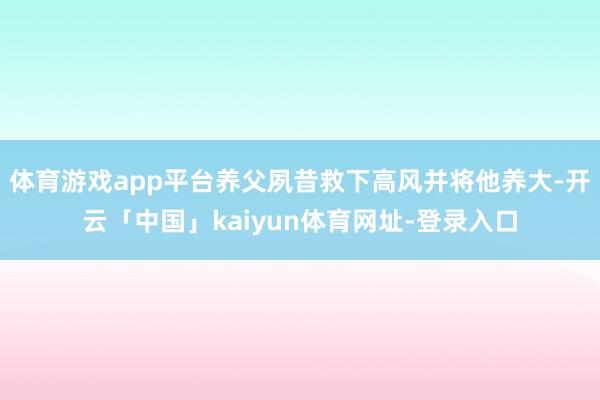 体育游戏app平台养父夙昔救下高风并将他养大-开云「中国」kaiyun体育网址-登录入口