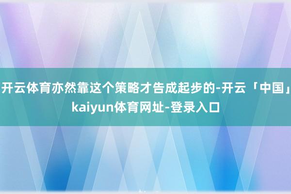 开云体育亦然靠这个策略才告成起步的-开云「中国」kaiyun体育网址-登录入口
