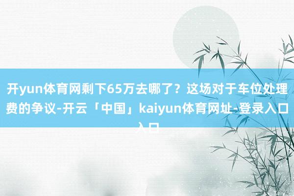 开yun体育网剩下65万去哪了？这场对于车位处理费的争议-开云「中国」kaiyun体育网址-登录入口