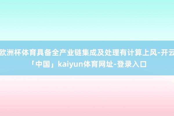 欧洲杯体育具备全产业链集成及处理有计算上风-开云「中国」kaiyun体育网址-登录入口